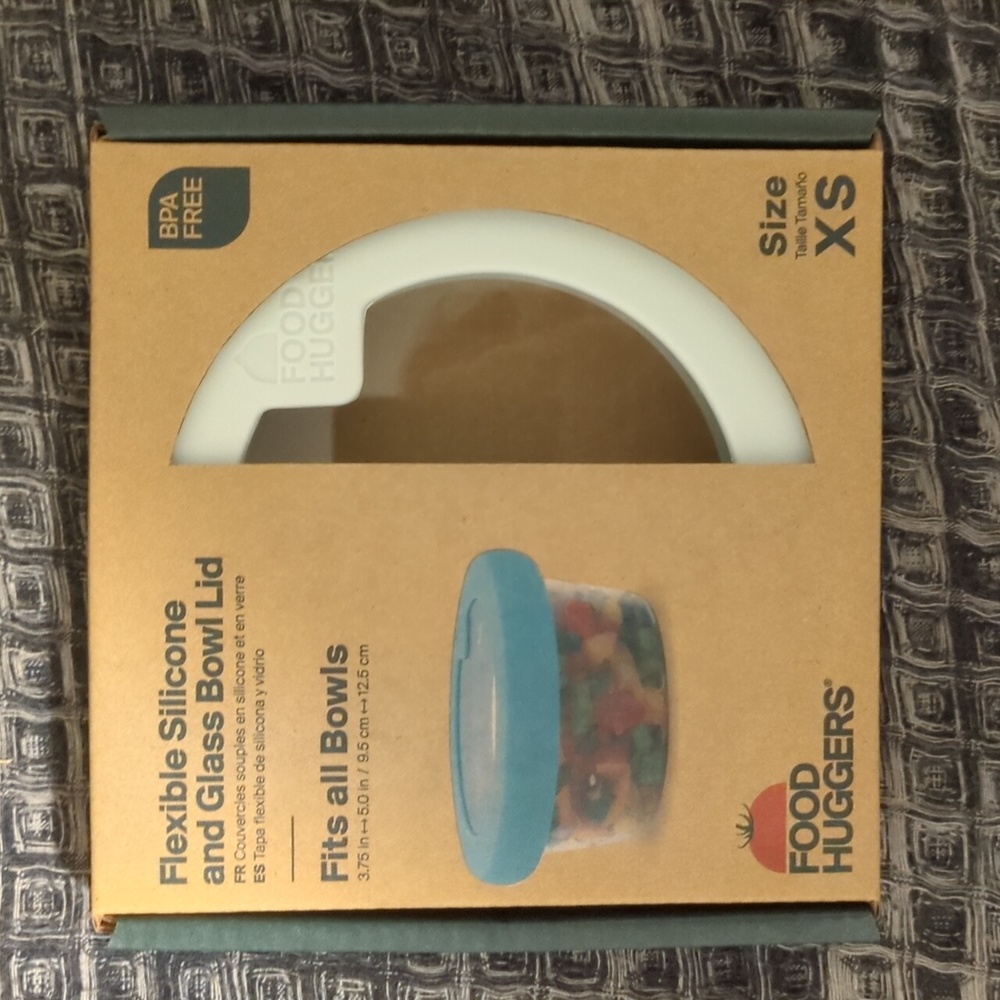 Food Huggers Flexible Silicone & Glass Replacement Lids - White/Grn - XS S M L